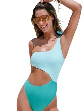 Women’s Cupshe one shoulder cut out swimsuit one piece